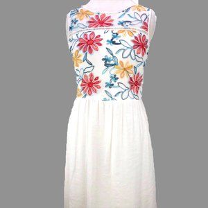 AGB white dress with floral embroidery SZ 10